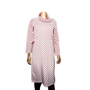 Vintage 70s Womens Red White Polka Dot Dress Tie Cinch Waist Sears